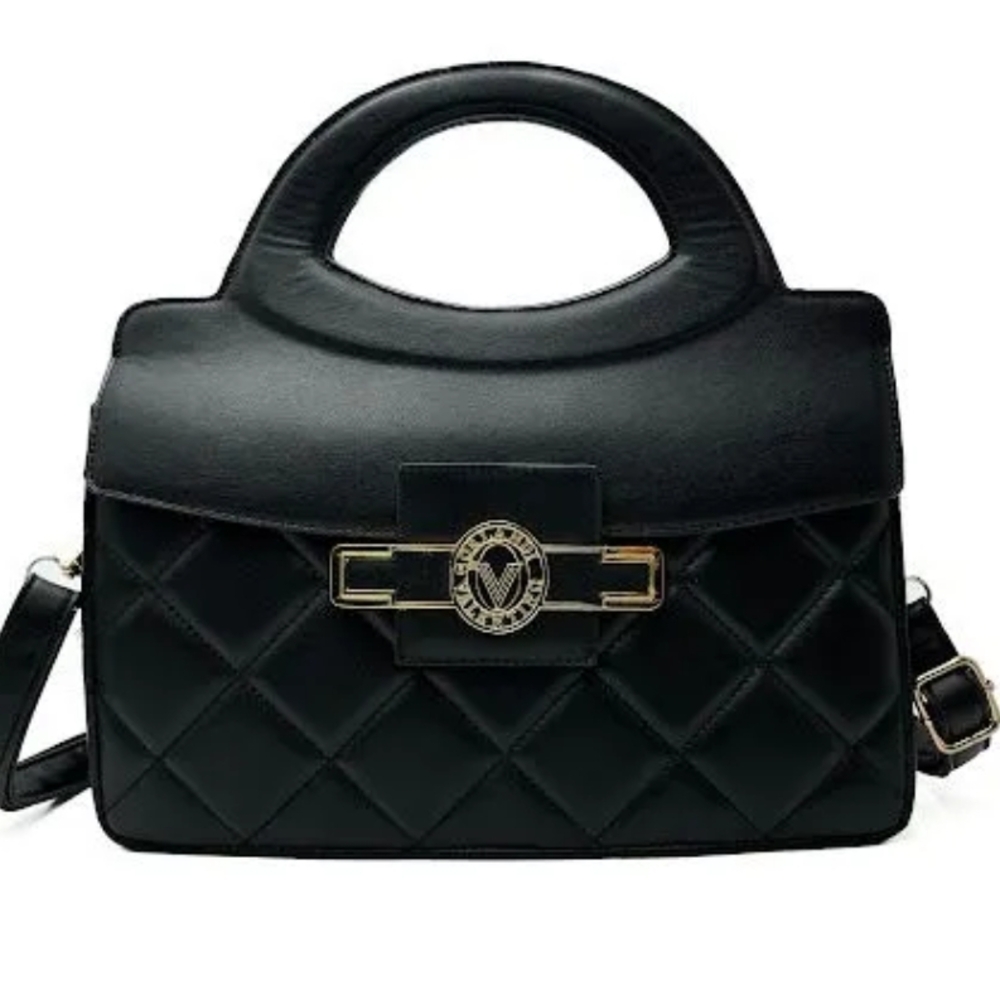 Elegant Black Quilted Handbag